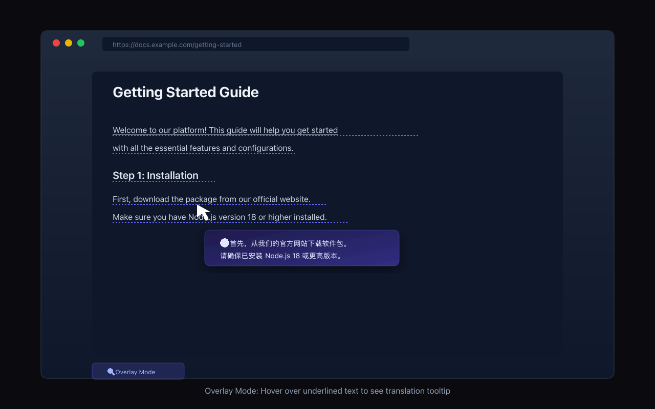 PrivaTranslate Overlay Mode