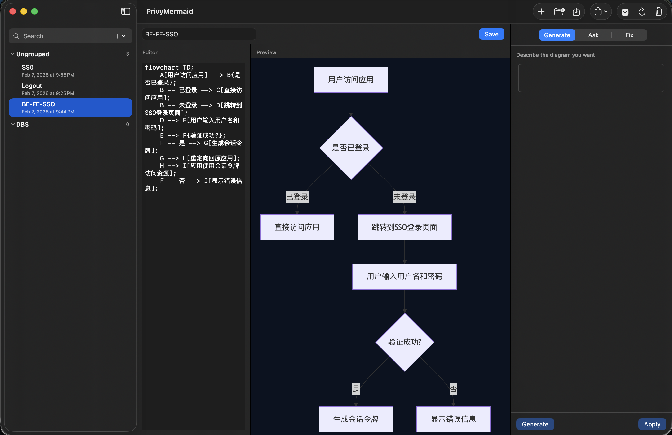PrivyMermaid macOS Main Interface